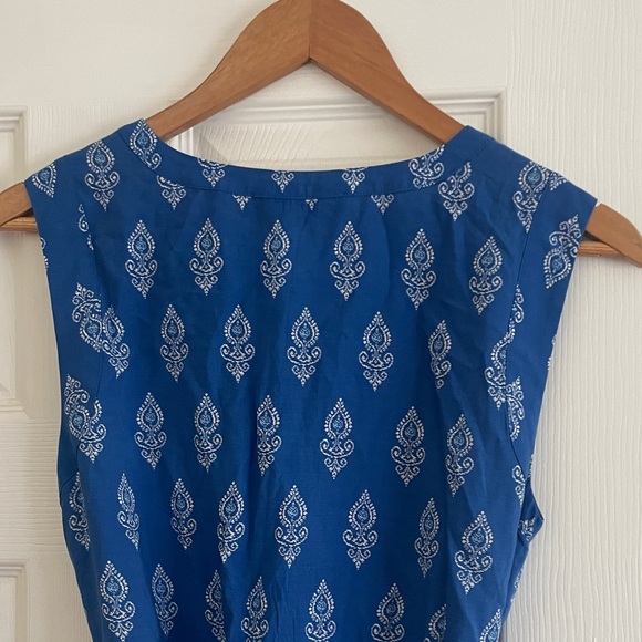 LOFT Blue Patterned Mini Dress - Picture 8 of 9